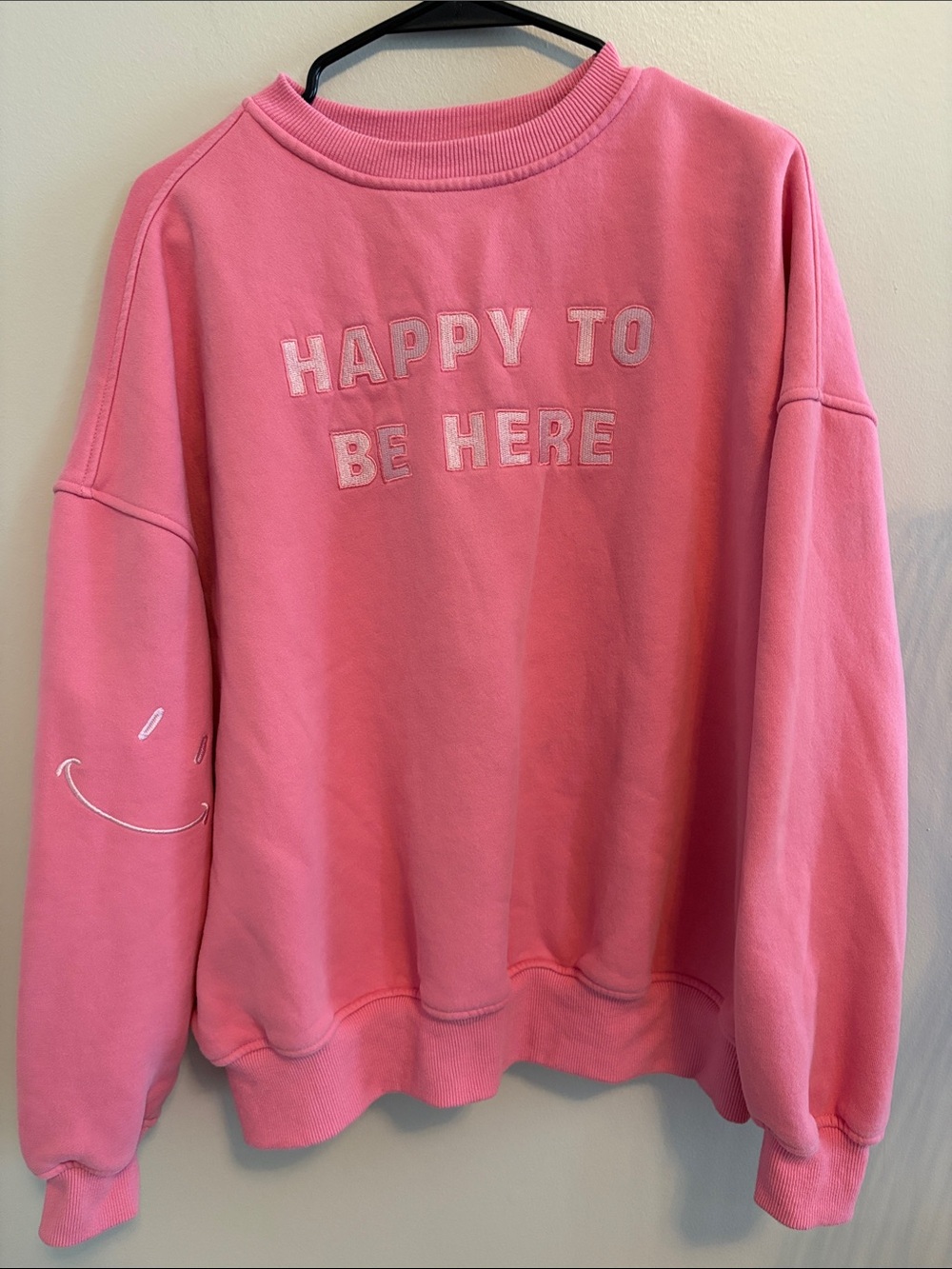 Sunkissed Coconut Happy To Be Here Pink Crewneck Sweatshirt